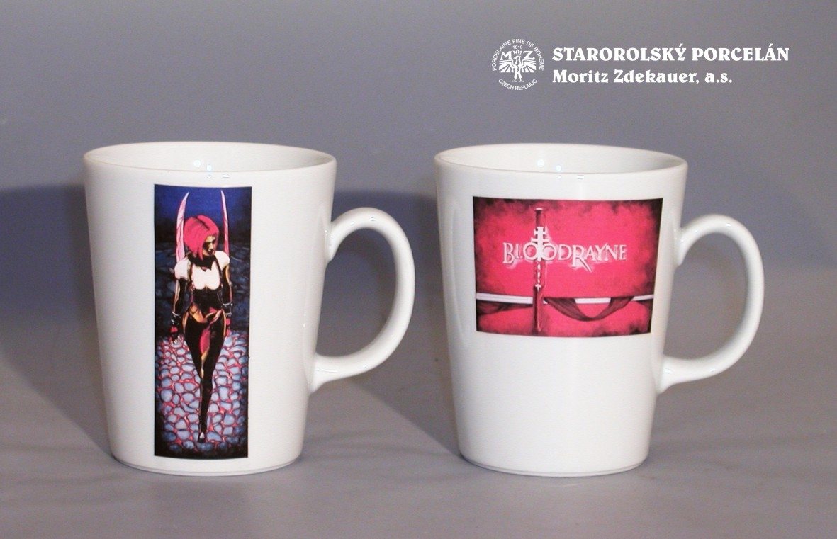 Porcelain mugs with a BloodRayne motif