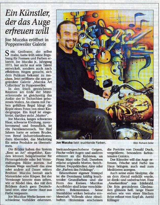 Artikel der Ludwigsburger Kreiszeitung über eine Galerieeröffnung mit Joe Muczka jr.