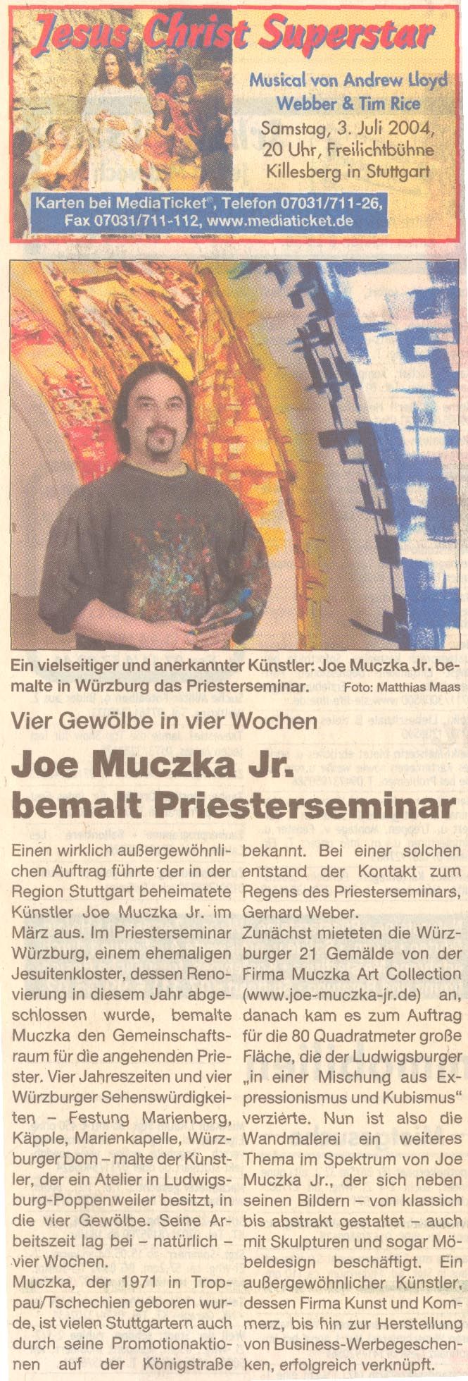 Pressebericht des Stadtanzeigers über die Wandmalerei im Priesterseminar Würzburg